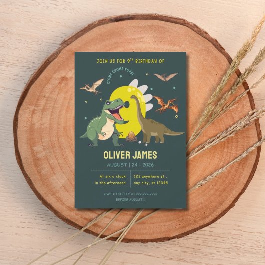 Dinosaur theme boy 9th birthday  招待状