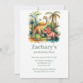 Dinosaur Theme Boy Birthday Party 招待状 (正面)