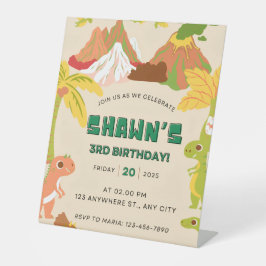 Dinosaur Theme Boy Birthday Party Invitation 台座サイン