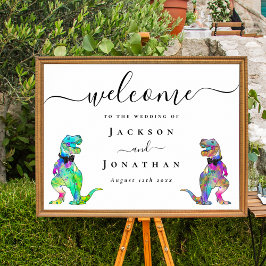 Dinosaur Theme Gay Wedding Welcome ポスター