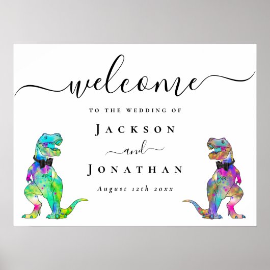 Dinosaur Theme Gay Wedding Welcome ポスター (正面)