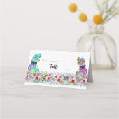 Dinosaur Theme Gay Wedding Wildflower プレイスカード (正面)