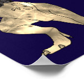 Dinosaur Theme Navy Blue Wedding Welcome Sign ポスター (角)