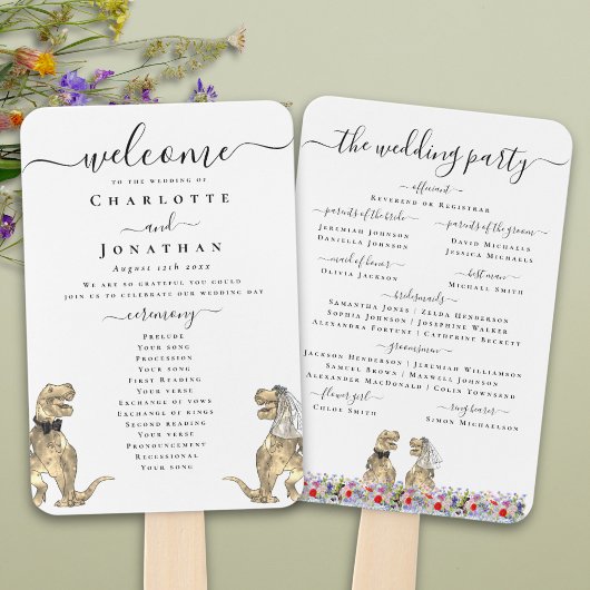 Dinosaur Theme Wedding Ceremony Program ハンドファン