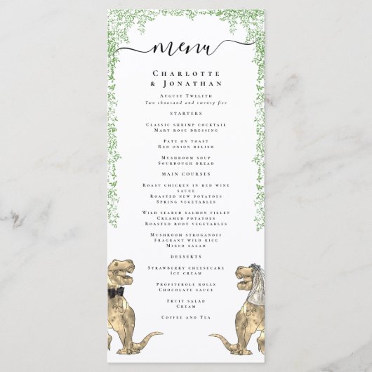 Dinosaur Theme Wedding Menu メニュー (正面)