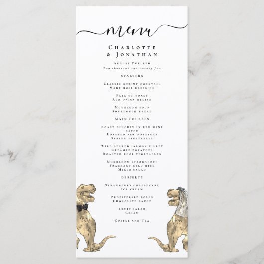 Dinosaur Theme Wedding Menu メニュー (正面)