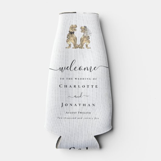 Dinosaur Theme Wedding Personalized ボトルクーラー (正面)