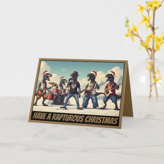 Dinosaur themed Christmas card カード (黄色い花)