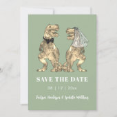 Dinosaur Themed Sage Green Wedding セーブザデート (正面)