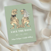 Dinosaur Themed Sage Green Wedding セーブザデート