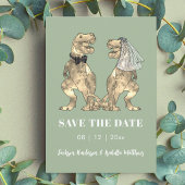 Dinosaur Themed Sage Green Wedding セーブザデート