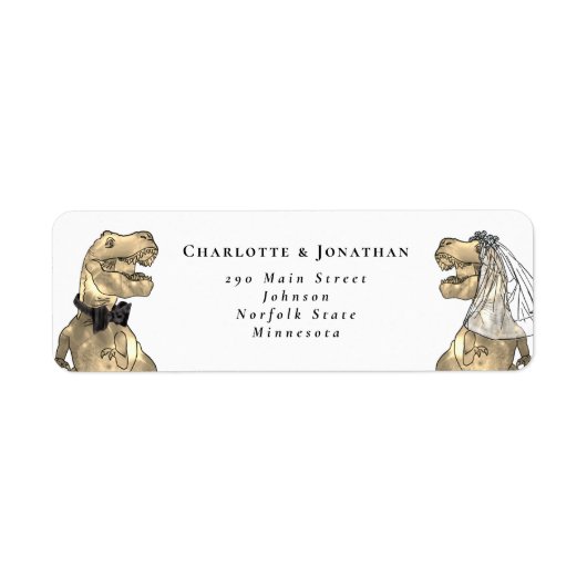 Dinosaur Themed Wedding Return Address ラベル (正面)