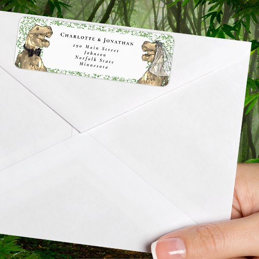 Dinosaur Themed Wedding Return Address ラベル