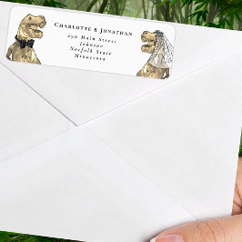 Dinosaur Themed Wedding Return Address ラベル