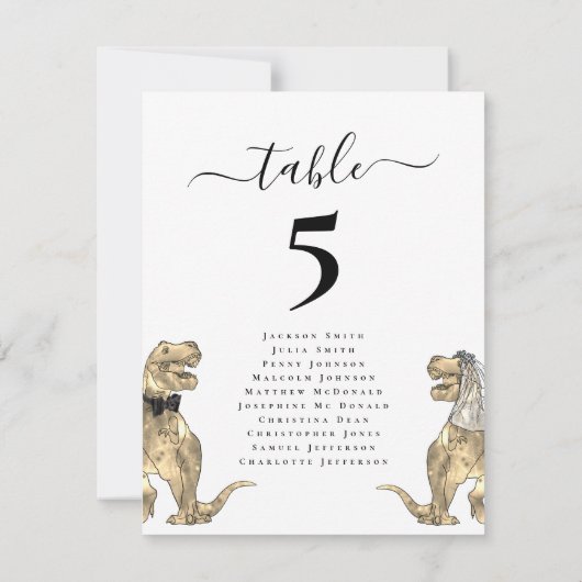 Dinosaur Themed Wedding Table Seating Chart (裏面)