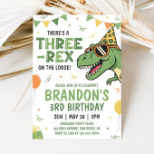 Dinosaur Three Rex 3rd Birthday Invitation 招待状
