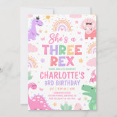 Dinosaur Three Rex 3rd Birthday Invitation 招待状 (正面)