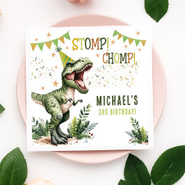 Dinosaur Three Rex 3rd Birthday Party  スタンダードカクテルナプキン