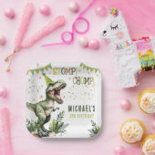  Dinosaur Three Rex 3rd Birthday Party  ペーパープレート (パーティー)