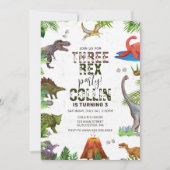 Dinosaur Three Rex 3RD Birthday Party  招待状 (正面)