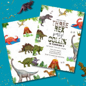 Dinosaur Three Rex 3RD Birthday Party 招待状