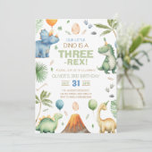 Dinosaur Three Rex 3rd Birthday Party 招待状 (スタンド正面)