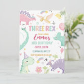 Dinosaur Three Rex 3rd Birthday Party  招待状 (スタンド正面)