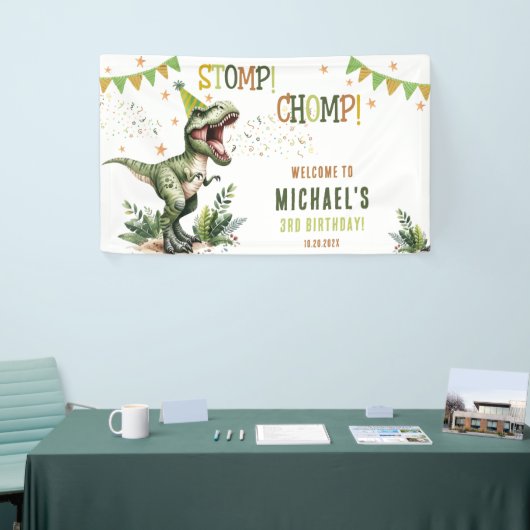 Dinosaur Three Rex 3rd Birthday Party  横断幕 (トレードショー)