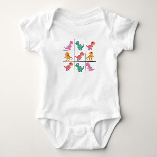 Dinosaur Tic Tac Toe Baby Jersey Bodysuit ベビーボディスーツ (正面)