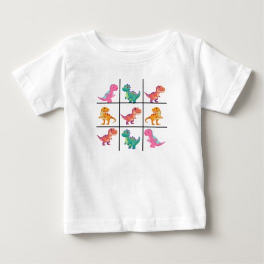 Dinosaur Tic Tac Toe Baby Jersey T-Shirt ベビーTシャツ (正面)