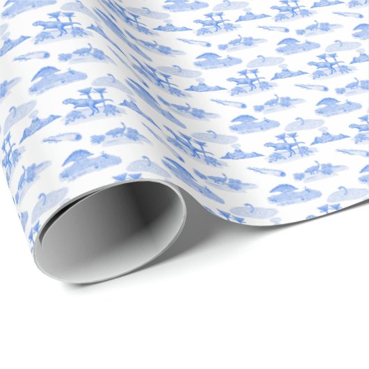 Dinosaur Toile (Periwinkle Blue)  ラッピングペーパー (ロールコーナー)