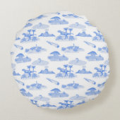 Dinosaur Toile Round Pillow (Periwinkle Blue)  ラウンドクッション (裏面)