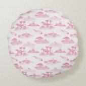 Dinosaur Toile Round Pillow (Pink) ラウンドクッション (裏面)