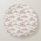 Dinosaur Toile Round Pillow (Tan) ラウンドクッション (裏面)