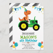 Dinosaur tractor birthday invitation 招待状 (正面/裏面)