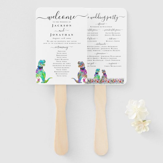 Dinosaur Two Grooms Gay Wedding Ceremony ハンドファン (正面&裏面)