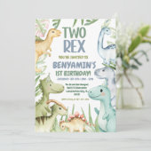 Dinosaur Two rex Boy 2st Birthday Party Invit 招待状 (スタンド正面)