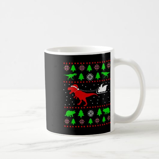 Dinosaur Ugly Christmas Sweater For Adults Kids  コーヒーマグカップ (右)