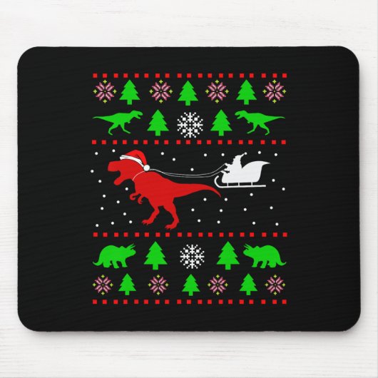 Dinosaur Ugly Christmas Sweater For Adults Kids  マウスパッド (正面)