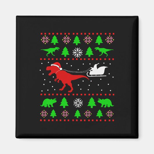 Dinosaur Ugly Christmas Sweater For Adults Kids  マグネット (正面)