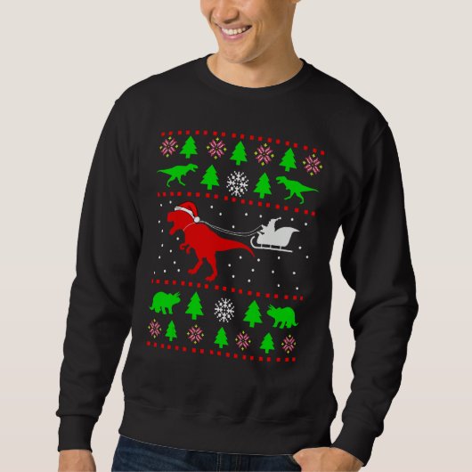 Dinosaur Ugly Christmas Sweater  for adults kids 1 スウェットシャツ (正面)