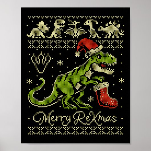 Dinosaur Ugly Christmas Sweater - Funny Christmas  ポスター (正面)