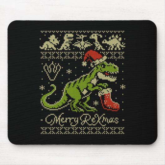 Dinosaur Ugly Christmas Sweater - Funny Christmas  マウスパッド (正面)