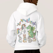 Dinosaur Unicorn Friends Kids' Hoodie (裏面)