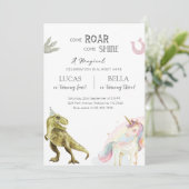 Dinosaur & Unicorn Siblings Joint Birthday Party 招待状 (スタンド正面)