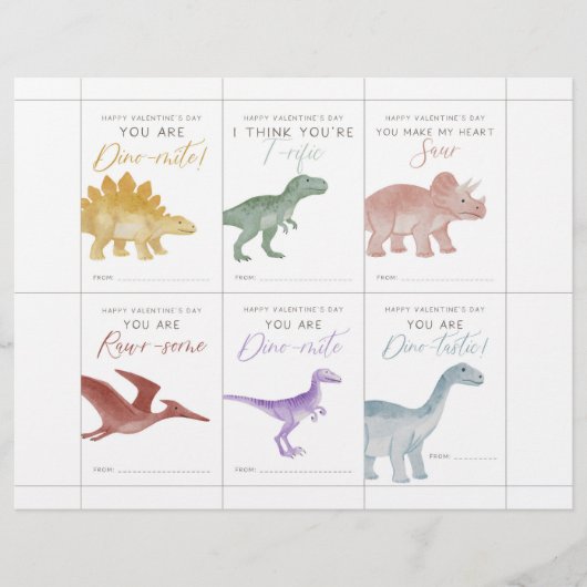 Dinosaur Valentine Cards for Kids レターヘッド (正面)