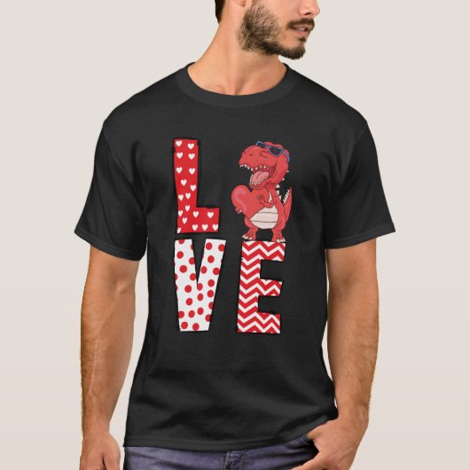 Dinosaur Valentines Day Love Valentine Cute Hearts Tシャツ (正面)