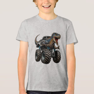 Dinosaur Velociraptor Monster Truck トライブレンドＴシャツ