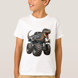 Dinosaur Velociraptor Monster Truck Tシャツ