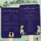 Dinosaur Wedding Ceremony Navy Blue Blush Pink ハンドファン